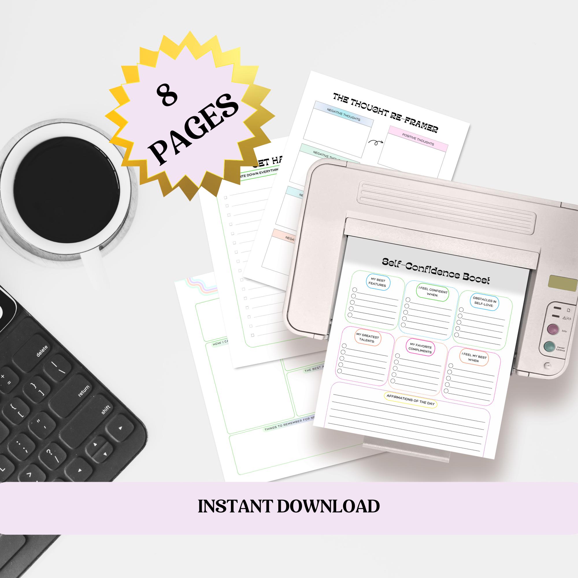 Self Esteem Workbook, CBT Worksheets, Growth Mindset Tools, Therapy ...