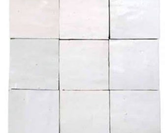 Moroccan Clay Tile Glazed White