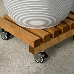 Heavy Duty Wooden Plant Stand with Wheels | Mobile Square Planter Riser