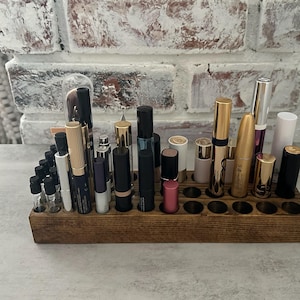 Cosmetic Storage Large Solid Wood Perfume Sample Holder: Makeup and Fragrance Organizer