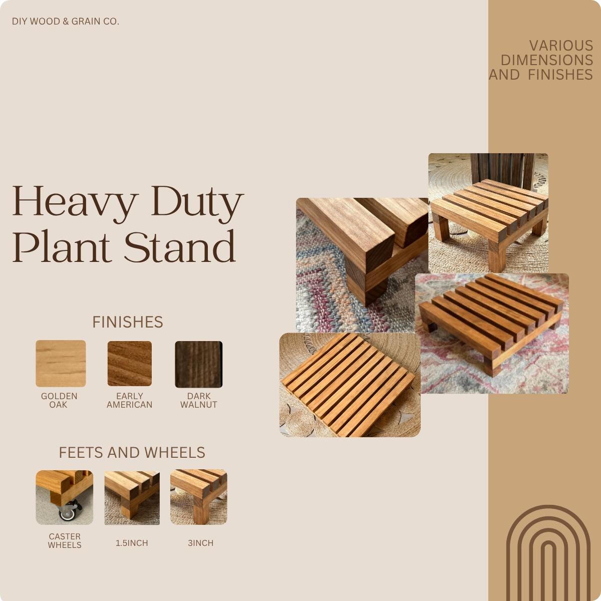 Rustic Wooden Plant Stand: Handmade Solid Wood Riser - Etsy