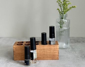 Handmade Wood Scent Decant Holder: 1ml & 3ml Perfume Sample Organizer