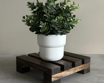 Handmade Rustic Pine Plant Stand – Farmhouse Decor Square Riser