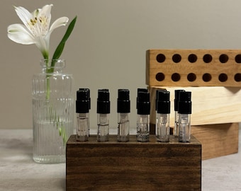 Solid Wood Perfume Sample Holder: Fragrance Organizer