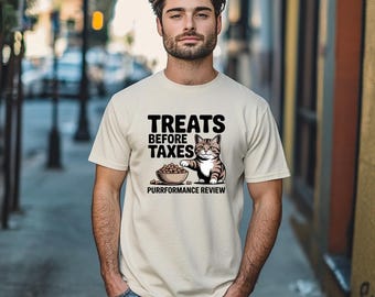 Treats Before Taxes Shirt, Cat Dad Father's Day Gift, Funny Dad Shirt, Cat Snack Department Tee