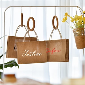 Custom Jute Bridesmaids Tote Bag Personalized Wedding Favor