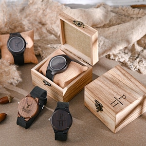 Personalized Engraved Wood Watch - Personalized timepiece to commemorate important moments, perfect for grooms, fathers, brothers