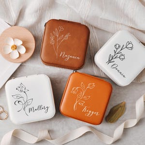 op maat gemaakte reissieradendoos - perfecte cadeaus voor bruidsmeisjes - bruidsmeisjes of verjaardagscadeaus, gepersonaliseerd leren sieradendoosje cadeau bruidsmeisje