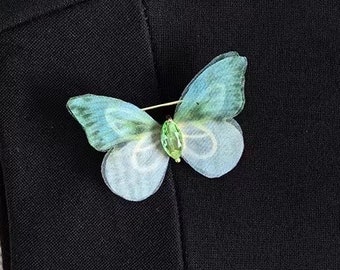 Butterfly Brooch Handcrafted Green Blue Crystal Brooch Pin Gift for Her Mother’s Day Gift Anniversary Gift Wedding Brooch Pendant