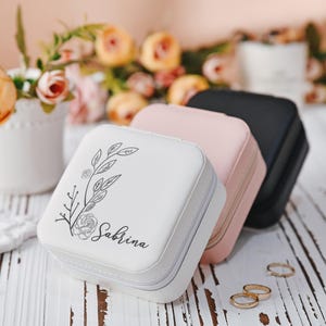 Gepersonaliseerde sieradenopbergdoos, op maat gemaakte reissieradendoos voor haar, attent cadeau voor moeder, bruidsmeisje, bruiloft - klassiek elegant cadeau