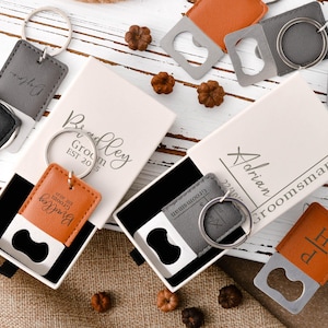 Personalized PU Leather Keychain Bottle Opener: Groomsmen Gift