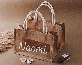 Gepersonaliseerde jute cadeautas: gepersonaliseerde draagtas voor bruidsmeisjes