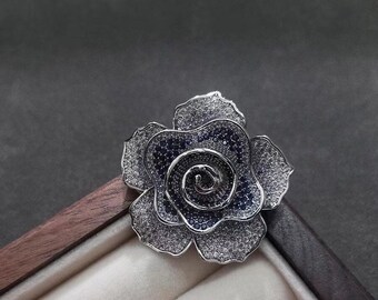 Camellia Brooch Handmade Camellia Pin Gift for Her Mothers Day Gift Anniversary Wedding Pin Pendant Rhinestone Brooch Silver Brooch