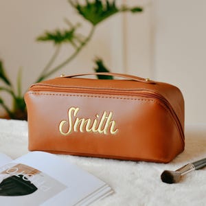 Personalized Embroidered Makeup Bag: Custom PU Leather Travel Storage