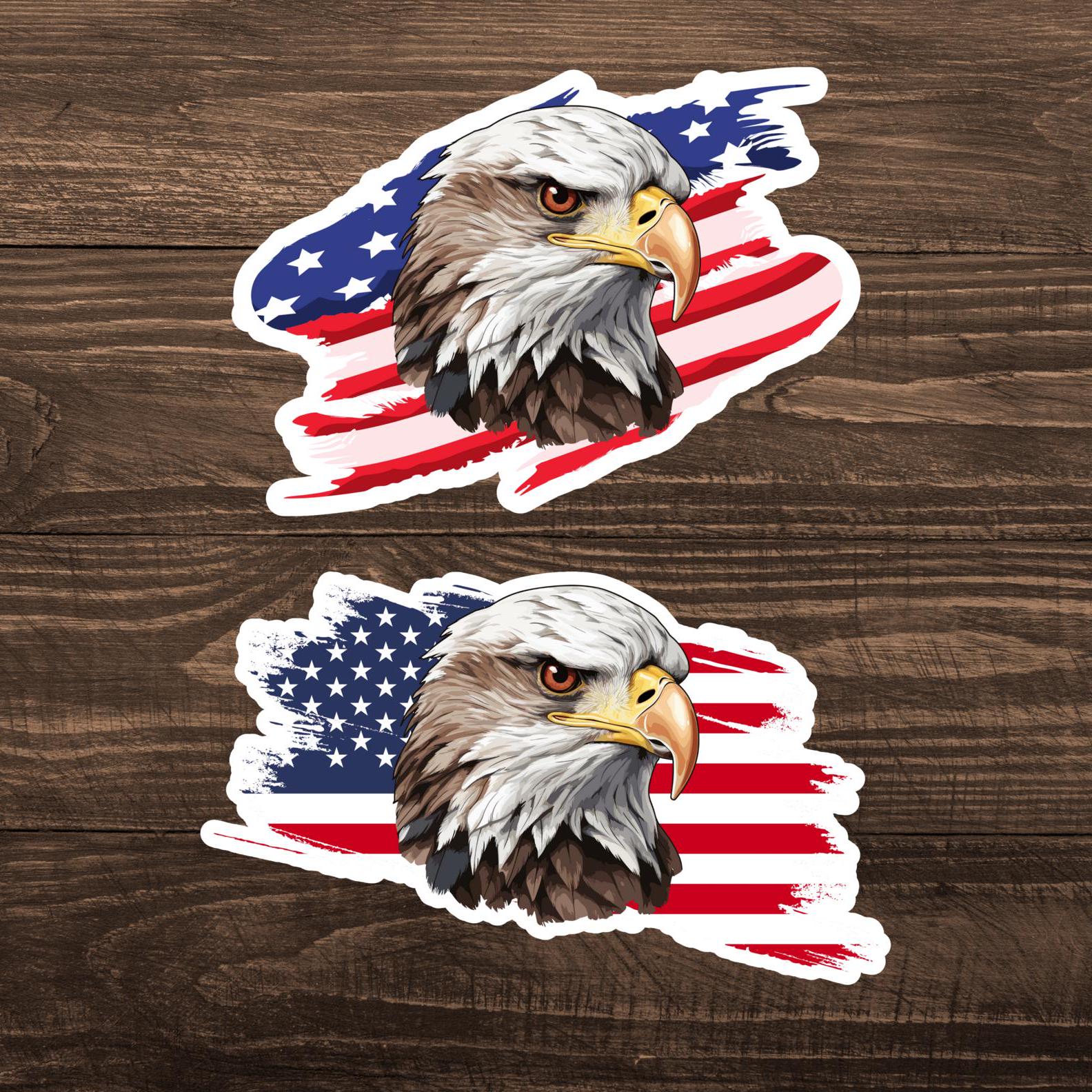 Patriotic Bald Eagle Sticker With American Flag - Etsy