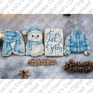 Let it Snow/Schneemann Set Cookie Cutter STL-Dateien für den 3D-Druck mit passenden druckbaren PNG-Bildern für Essbare Tintendrucker, einschließlich Eddie