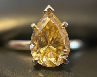 2.5 CT Champagne/VVS Moissanite Ring .935 Argentium Silver