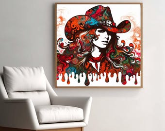 Cowgirl Artwork Poster | Boho Cowgirl Wall Art | Western Matte Art Print | Rustic Farmhouse Decor | Country Western Wall Art | Cowboy Core