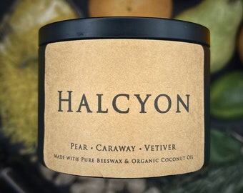 Pear, Caraway & Vetiver Beeswax Wax Melts - Halcyon - Handmade with Pure Beeswax and Organic Coconut Oil - Pack of 12