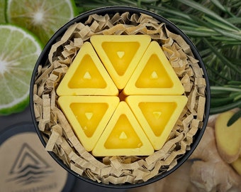 Bergamot, Ginger & Rosemary Beeswax Wax Melts - Aurora - Handmade with Pure Beeswax and Organic Coconut Oil - Pack of 12