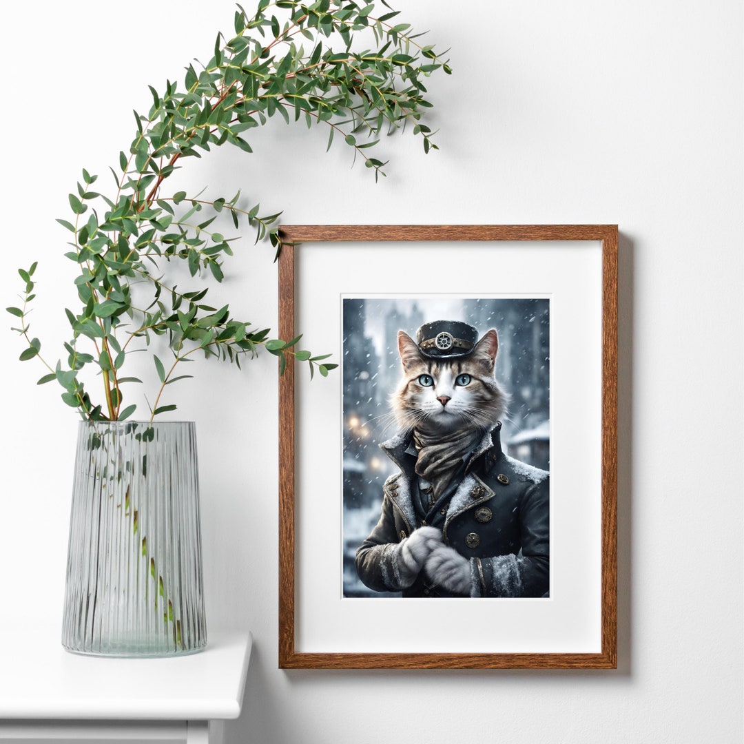 Frostpunk Cat Prints Animal Cat Digital Art Print Wall Art AI Generated ...
