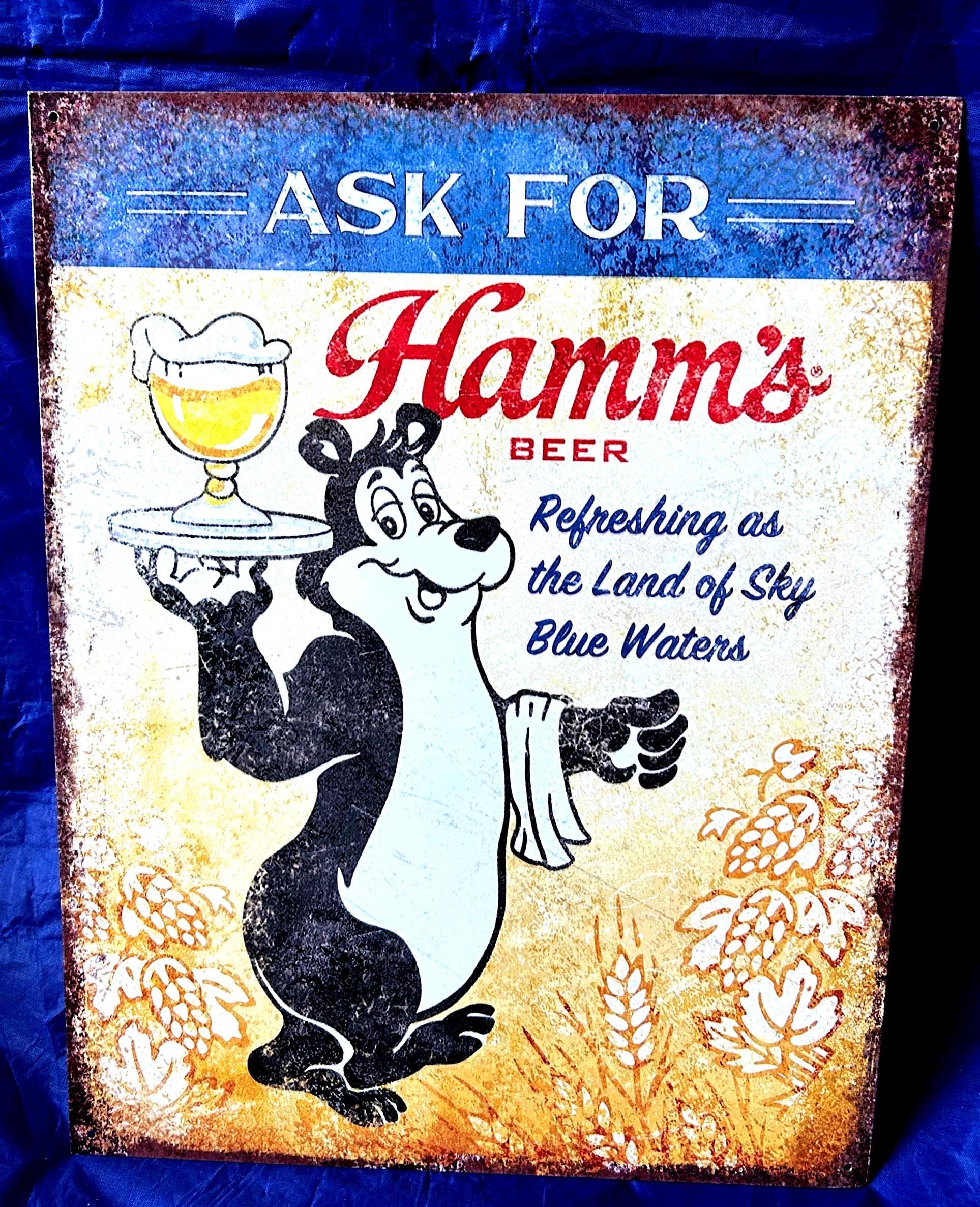 Hamm's Bear Beer Retro Bar Man Cave Blue Neon Wall Clock Hamm's Bear Beer Retro Bar Man Cave Blue Neon Wall Clock