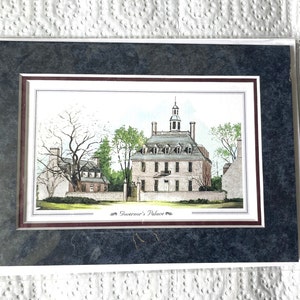 Vintage 5x7 Print of The Govenor&#39;s Palace in Williamsburg Va. From The Williamsburg Collection