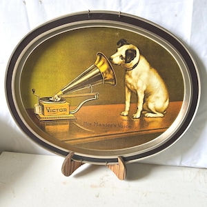 1980s Nipper Large Serving Tray/RCA Victor  His Master&#39;s Voice By Fabcraft