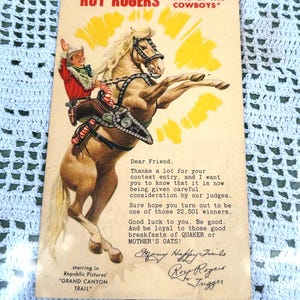 1948 Roy Rogers Contest Entry Postcard Quaker Cereal King of the Cowboys