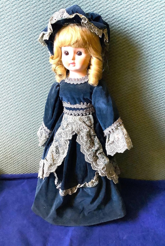 Vintage Porcelain Musical Doll: 18 Inch, Plays 
