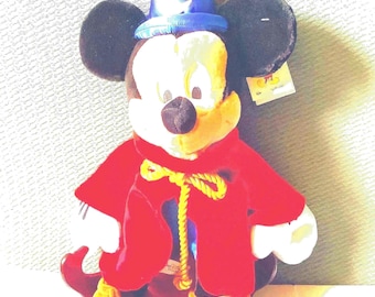 Peluche vintage de Mickey Mouse Fantasía Hechicero de Disney, 50 cm de alto, con etiquetas