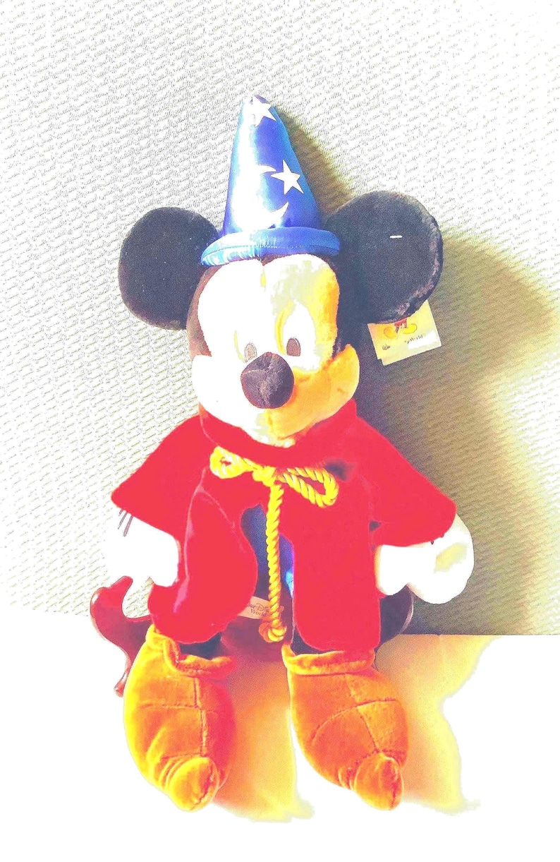 Vintage Disney Mickey Mouse Fantasia Sorcerer 20 inch tall Plush with Tags image 1