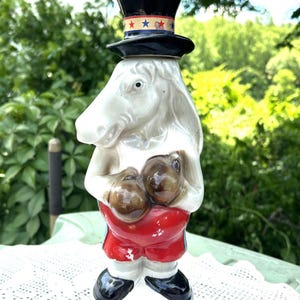Vintage 1964 Jim Beam Democrat Boxing Donkey Decanter EMPTY