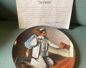 Vintage 1983 Norman Rockwell " The Painter" Heritage Collectors Plate  Edwin M Knowles