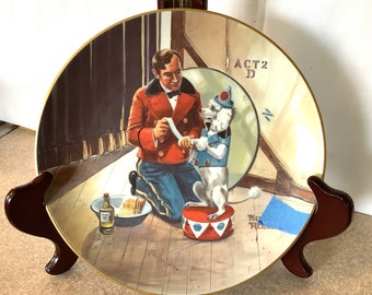 Vintage Norman Rockwell" Mientras el público espera " Plato de porcelana