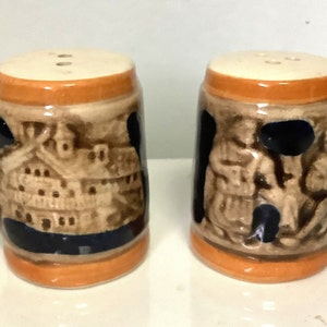Vintage Matched Set of Ceramic German Style Steins Salt and Pepper Shakers