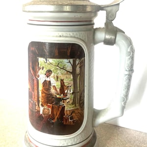 Vintage 1985 Avon The Building of America Stein Collection “The Blacksmith” Beer Stein