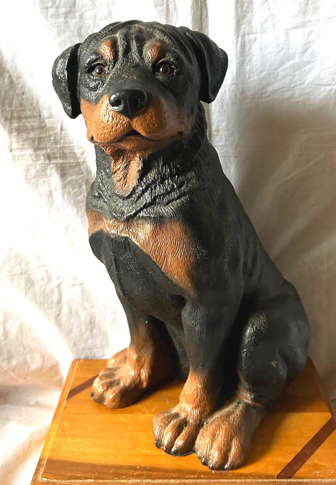 Vintage 12 Inch Realistic Rottweiler Puppy Statue Figurine With Glass ...