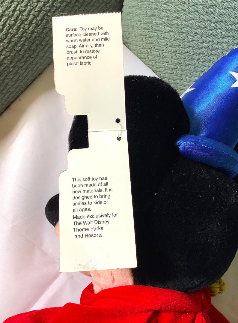 Vintage Disney Mickey Mouse Fantasia Sorcerer 20 inch tall Plush with Tags image 3