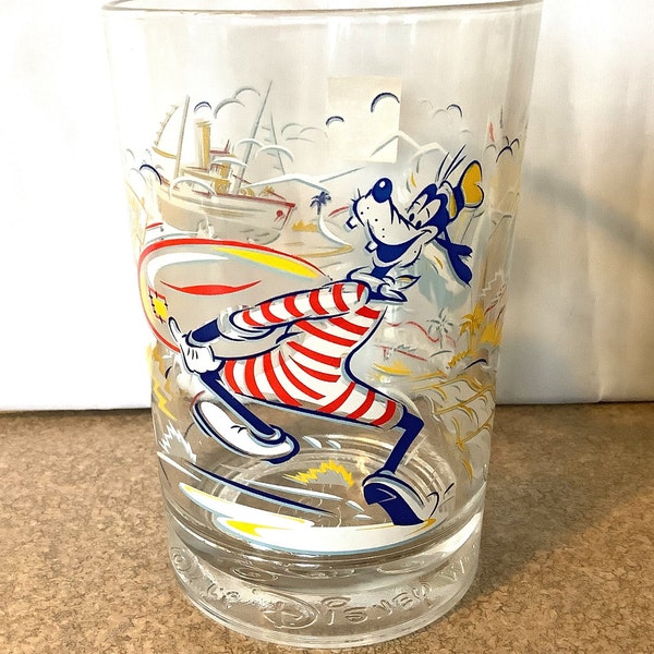 Disney Tumbler Glass, 25th Anniversary, Typhoon Lagoon, Blizzard Beach, Goofy, Remember the Magic