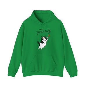 Treat Yourself Funny and Cute Unisex Cat Hoodie Sweatshirt