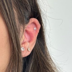 Cubic Zirconia Stud Earrings | 18k Gold Plated Studs | Diamond Studs | 18k Gold Plated Zirconia Earrings | Gift for Her | Diamond Earrings