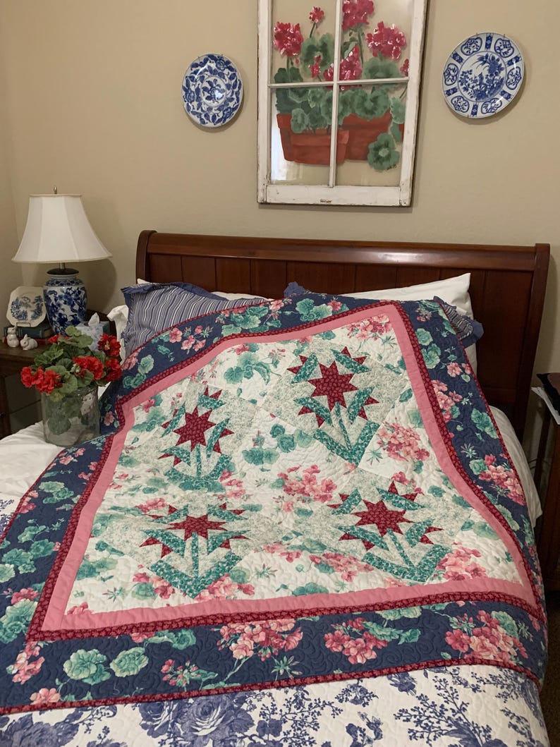 Geranium Quilt Pattern Geranium Star Quilt Pattern, Easy Sewing Instructions (PDF Download) - Etsy