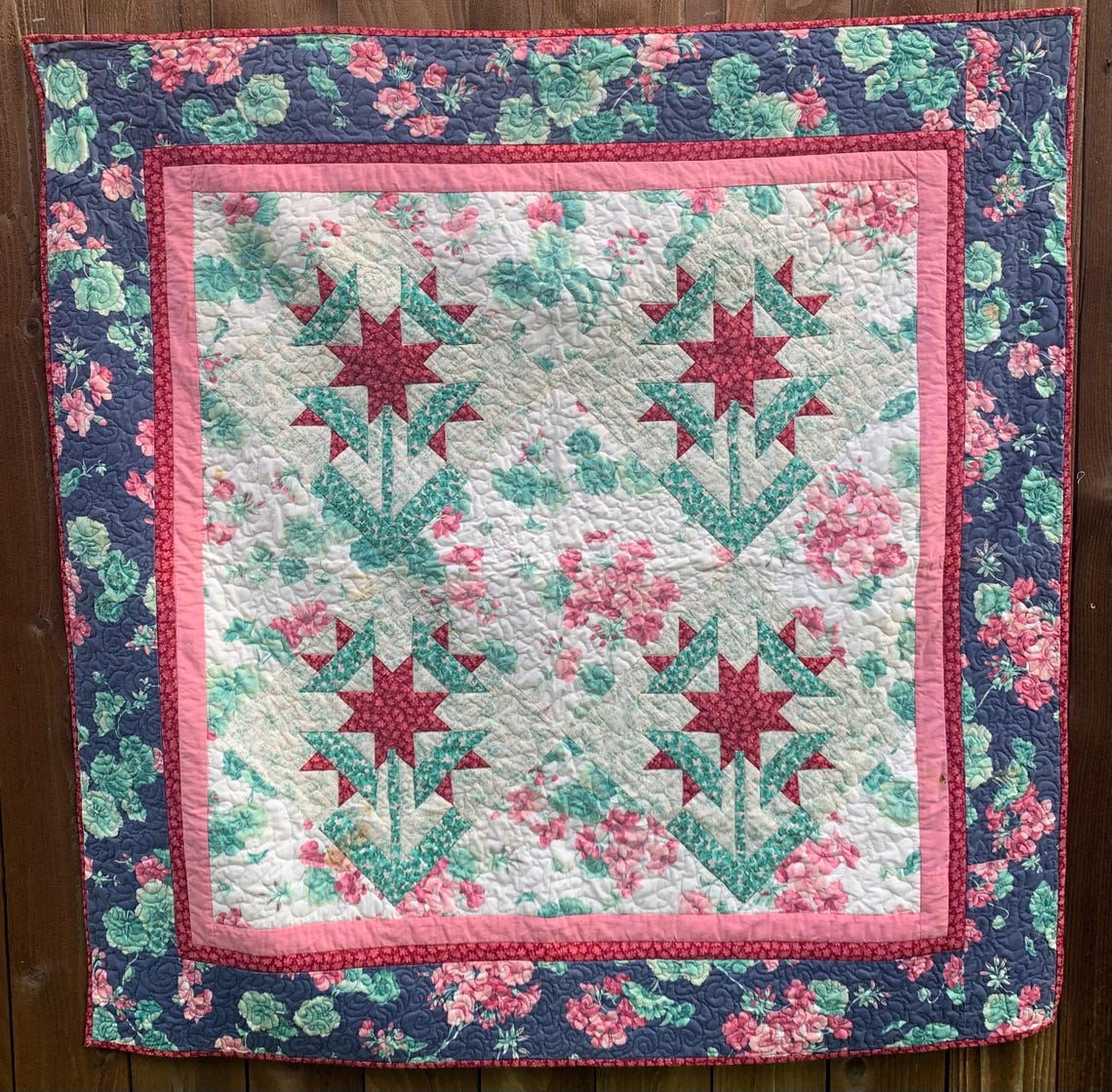 Geranium Quilt Pattern Geranium Star Quilt Pattern, Easy Sewing Instructions (PDF Download) - Etsy