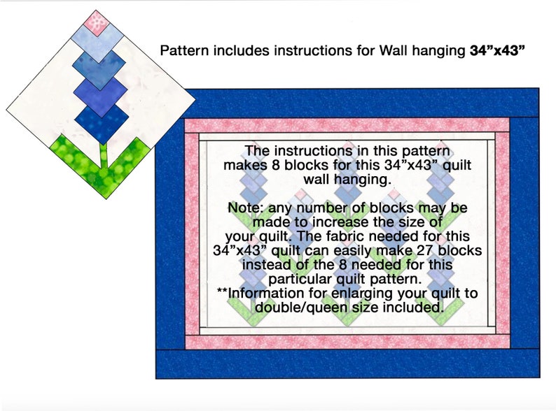 Quick Pieced Posies: Quilt block, Digital Pattern, Bluebonnets, Indian Paintbrush, Hyacinth, Lilac, Yucca, Christmas Cactus image 3