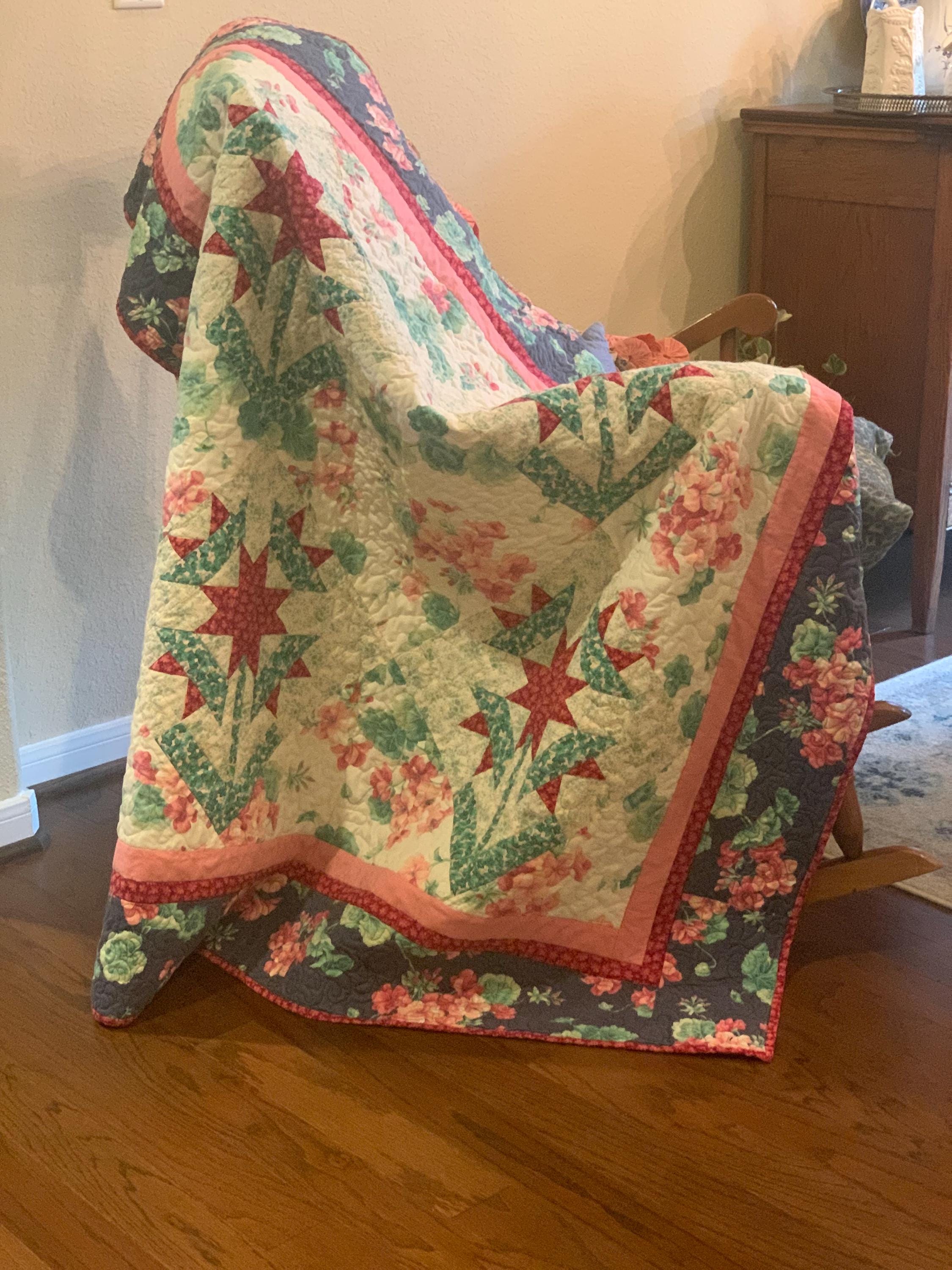 Geranium Quilt Pattern Geranium Star Quilt Pattern: Easy Sewing Instructions (PDF Download) - Etsy