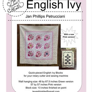 English Ivy Quilt Pattern, 2 Quilt Pattern Layouts (PDF Download)