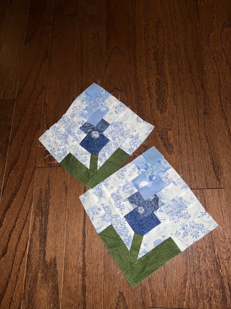 Quick Pieced Posies: Quilt block, Digital Pattern, Bluebonnets, Indian Paintbrush, Hyacinth, Lilac, Yucca, Christmas Cactus image 8
