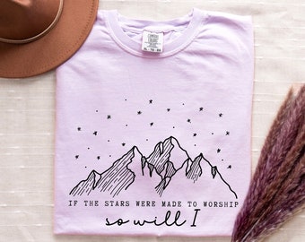 If The Stars Were Made To Worship Shirt, Minimalist Christian Shirt, Bible Verse Shirt, Religious Shirts For Women, Faith Mountains Shirt