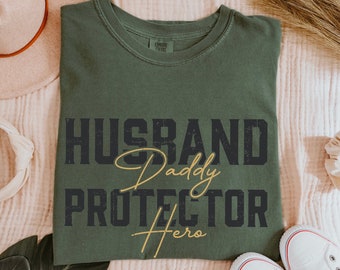 Husband Daddy Protector Hero Shirt, Fathers Day Shirt, Minimalist Dad Shirt, Retro Daddy Tshirt, Dad Quote Shirt, Fathers Day Gift From Wife